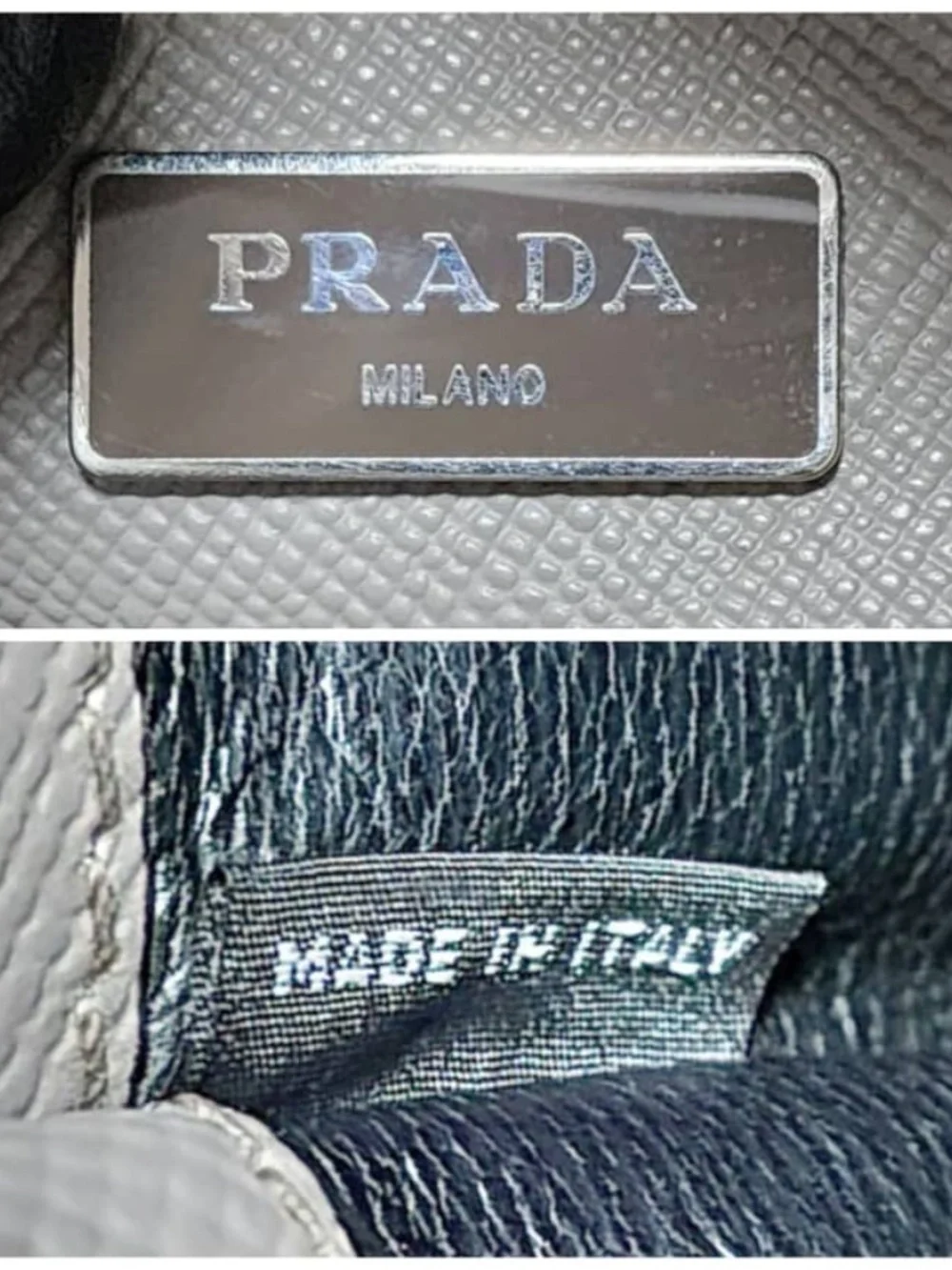 Authentic Prada Grey Saffiano Cuir Leather Twin Tote Bag